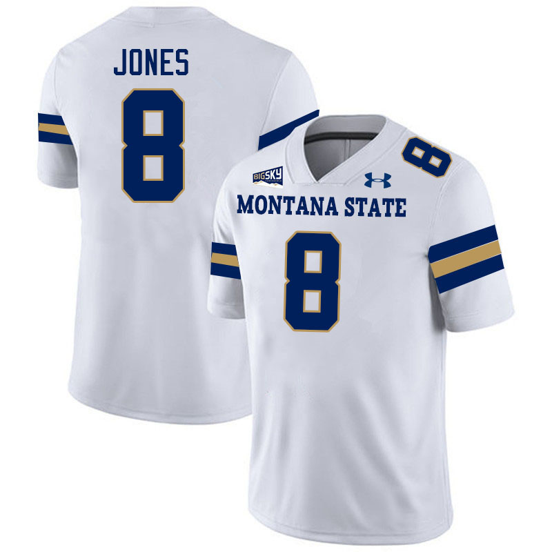 Men #8 Rohan Jones Montana State Bobcats Jerseys Football Stitched-White